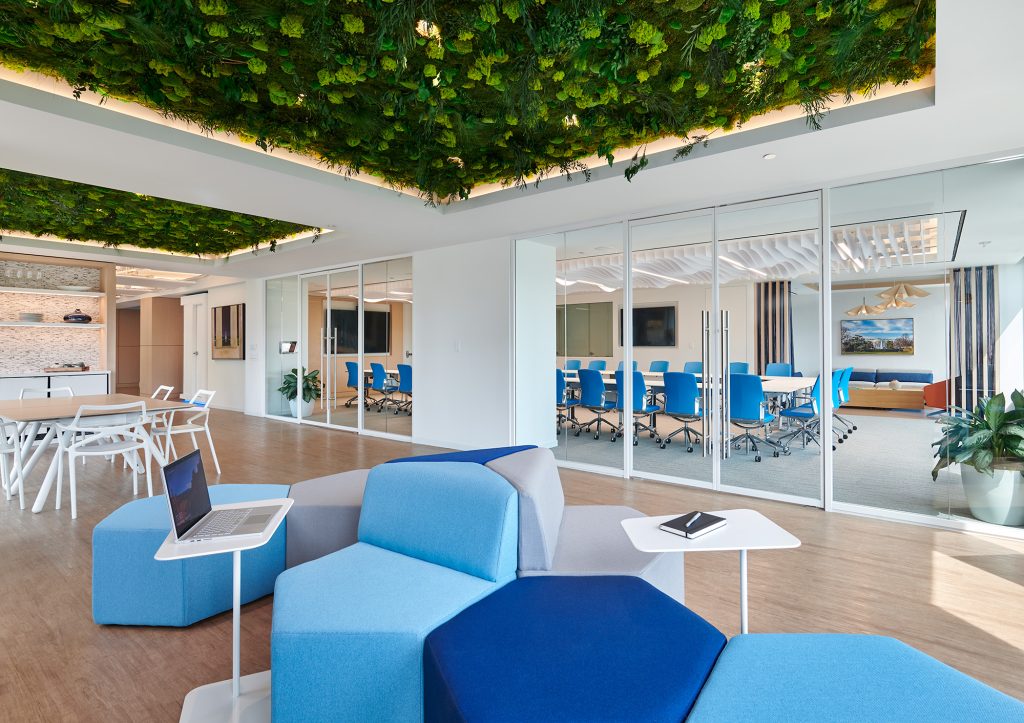 White glass wall system in Washington, DC space.